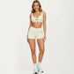 Twist Front Sports Bra with Wide Straps and Scoop Back Support