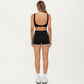 Twist Front Sports Bra with Wide Straps and Scoop Back Support