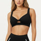 Twist Front Sports Bra with Wide Straps and Scoop Back Support