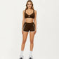Twist Front Sports Bra with Wide Straps and Scoop Back Support