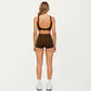 Twist Front Sports Bra with Wide Straps and Scoop Back Support