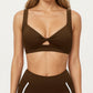 Twist Front Sports Bra with Wide Straps and Scoop Back Support
