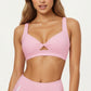 Twist Front Sports Bra with Wide Straps and Scoop Back Support