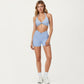 Halter Neck Twist Front Sports Bra Top with V Neckline and Smooth Stretch Support