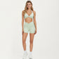 Halter Neck Twist Front Sports Bra Top with V Neckline and Smooth Stretch Support
