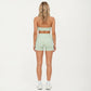 Halter Neck Twist Front Sports Bra Top with V Neckline and Smooth Stretch Support