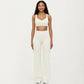 Ribbed Fitted Sports Bra Top with Scoop Neck Contrast Trim and Medium Support
