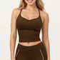 Fitted Sports Bra Tank with V Neckline Adjustable Straps and Smooth Stretch Support