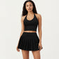Halter Neck Fitted Active Top with V Neckline and Smooth Stretch Support