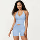 Halter Neck Fitted Active Top with V Neckline and Smooth Stretch Support