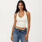 Sleeveless Fitted Active Tank with Scoop Neck Contrast Trim and Smooth Stretch Fabric