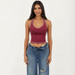 Sleeveless Fitted Active Tank with Scoop Neck Contrast Trim and Smooth Stretch Fabric