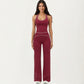 Sleeveless Fitted Active Tank with Scoop Neck Contrast Trim and Smooth Stretch Fabric