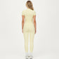 Short Sleeve Zip Front Fitted Active Top with Mock Neck and Ribbed Stretch Fabric