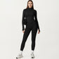 Long Sleeve Zip Front Fitted Active Top with High Neck and Thumbhole Cuffs