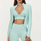 Long Sleeve Zip Front Fitted Active Top with High Neck and Thumbhole Cuffs