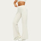 High Waist Flare Leg Active Pants with Sculpting Fit and Contrast Seam Detailing