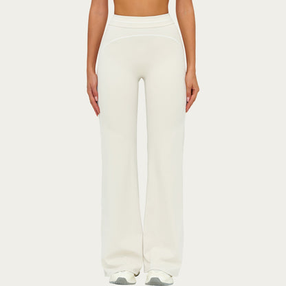 High Waist Flare Leg Active Pants with Sculpting Fit and Contrast Seam Detailing