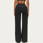 High Waist Flare Leg Active Pants with Sculpting Fit and Contrast Seam Detailing