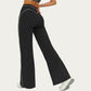 High Waist Flare Leg Active Pants with Sculpting Fit and Contrast Seam Detailing