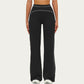 High Waist Flare Leg Active Pants with Sculpting Fit and Contrast Seam Detailing