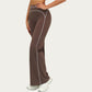 High Waist Flare Leg Active Pants with Sculpting Fit and Contrast Seam Detailing