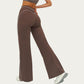 High Waist Flare Leg Active Pants with Sculpting Fit and Contrast Seam Detailing