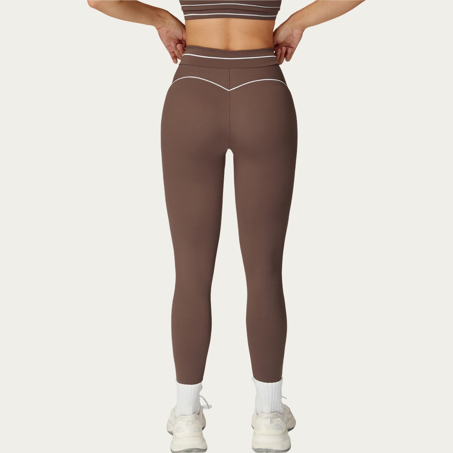 High Waist Sculpting Leggings with Curved Contrast Seam Detailing and Stretch Performance Fabric