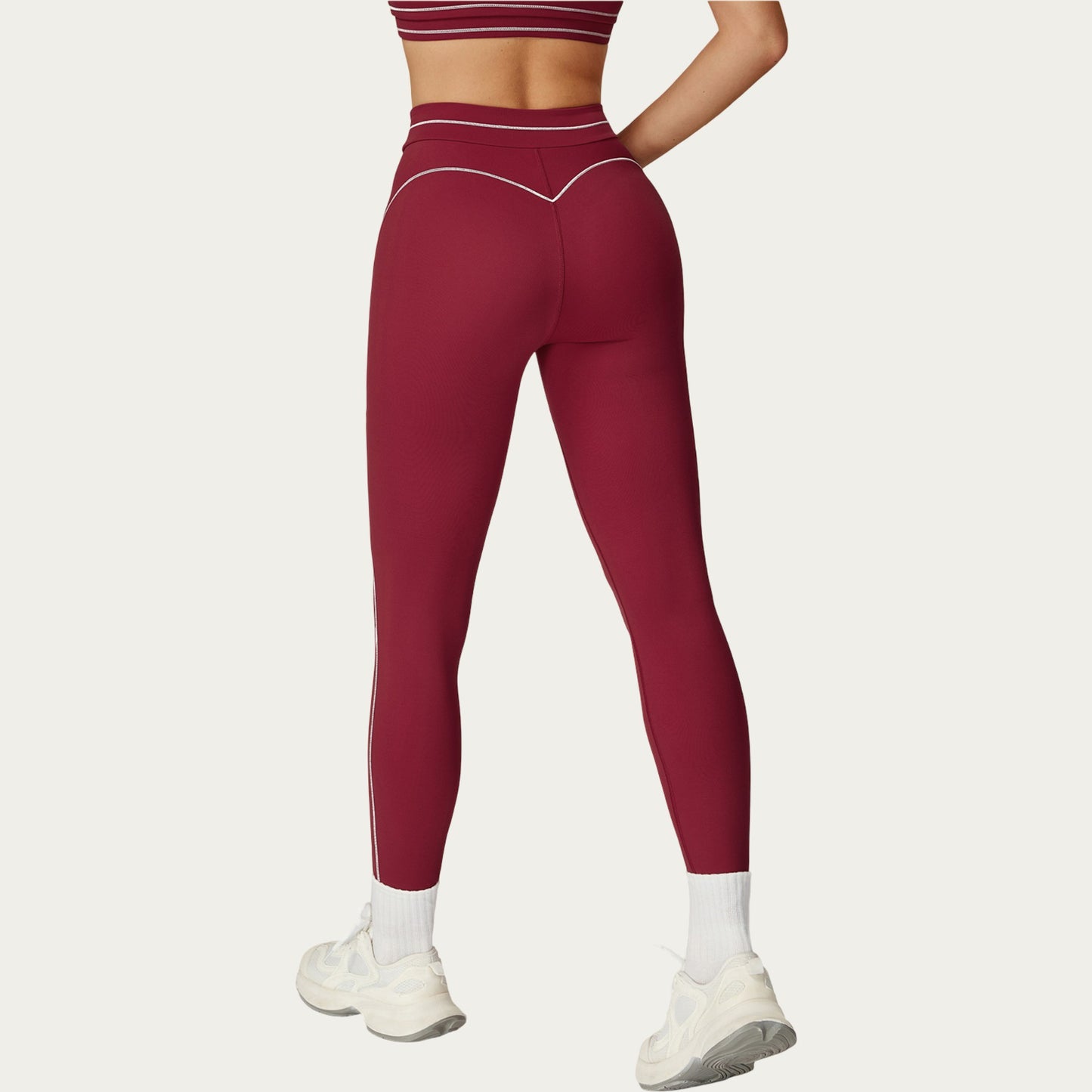 High Waist Sculpting Leggings with Curved Contrast Seam Detailing and Stretch Performance Fabric
