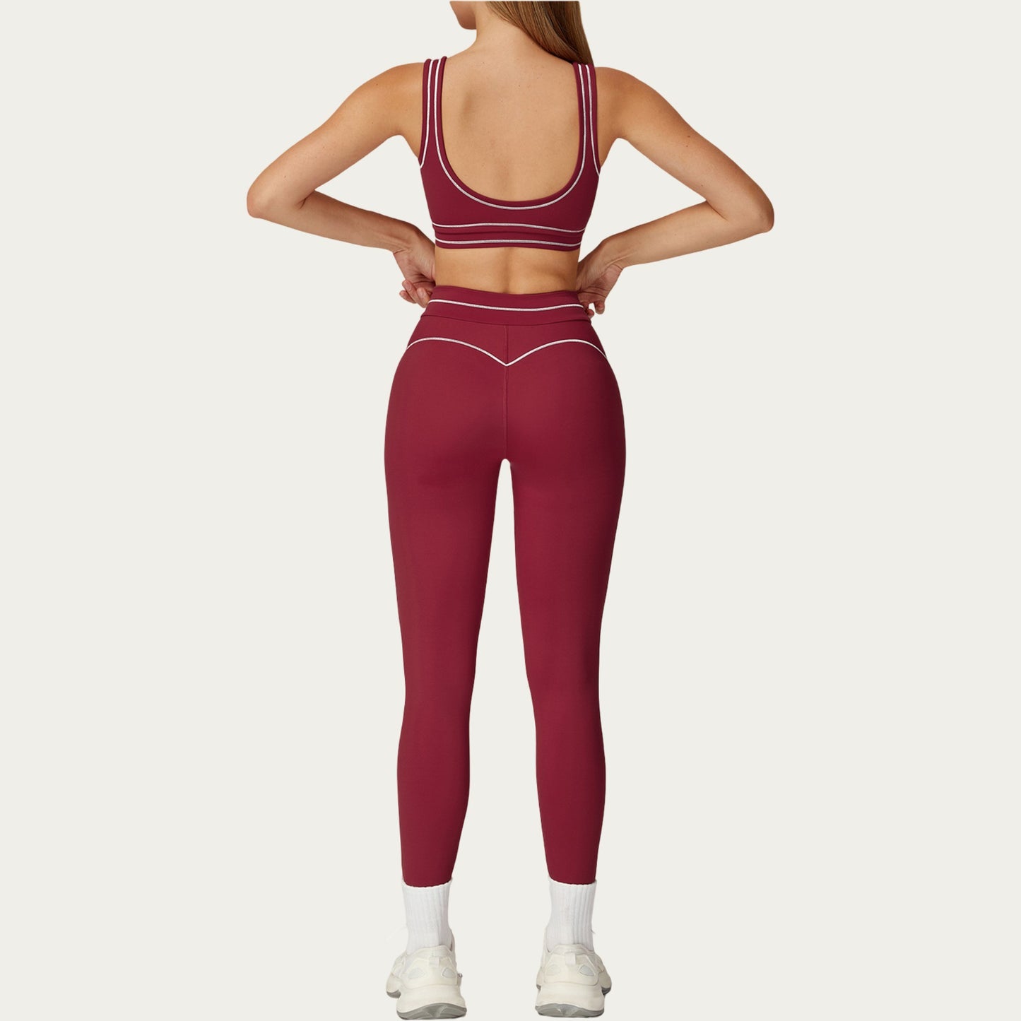 High Waist Sculpting Leggings with Curved Contrast Seam Detailing and Stretch Performance Fabric