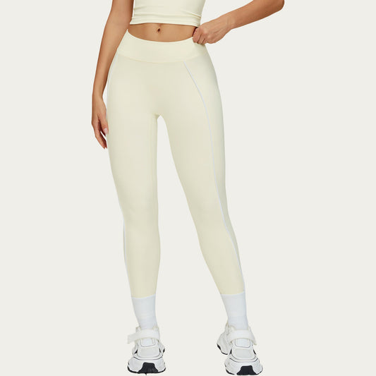 High Waist Performance Leggings with Contrast Piping and Sculpting Stretch Fit