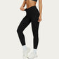 High Waist Sculpting Leggings with Twist Front Waistband and Smooth Stretch Fabric