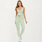 High Waist Sculpting Leggings with Twist Front Waistband and Smooth Stretch Fabric