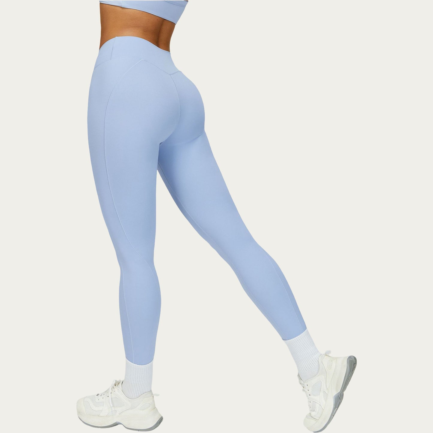 High Waist Sculpting Leggings with Twist Front Waistband and Smooth Stretch Fabric