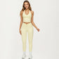 High Waist Sculpting Leggings with Twist Front Waistband and Smooth Stretch Fabric