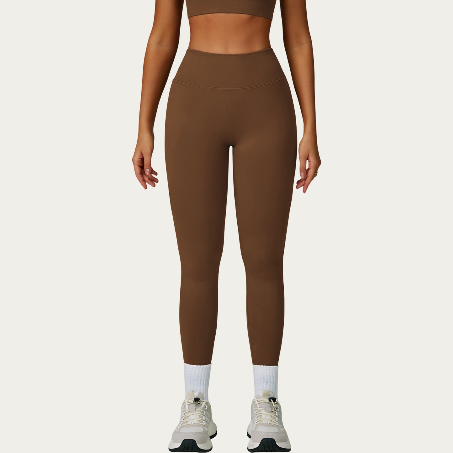 High Waist Smooth Finish Athletic Leggings with Sculpting Fit Stretch Knit Fabric and Full Length Design