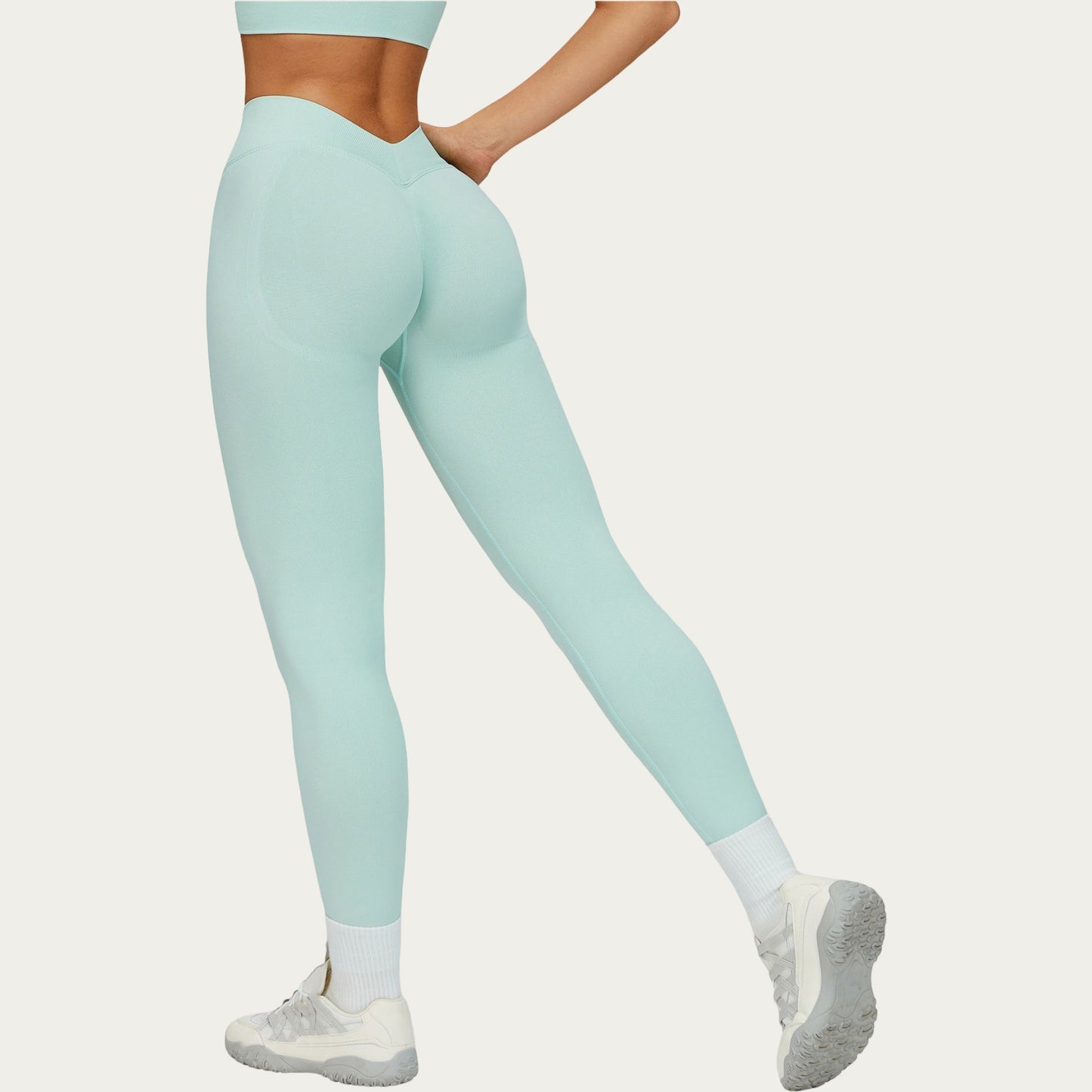 High Waist Smooth Finish Athletic Leggings with Sculpting Fit Stretch Knit Fabric and Full Length Design