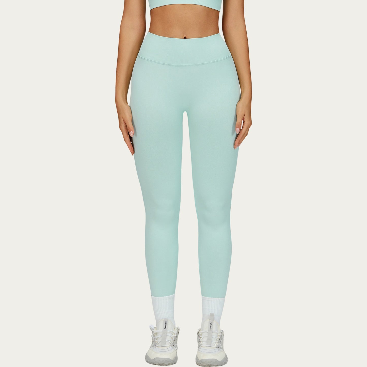 High Waist Smooth Finish Athletic Leggings with Sculpting Fit Stretch Knit Fabric and Full Length Design
