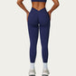 High Waist Smooth Finish Athletic Leggings with Sculpting Fit Stretch Knit Fabric and Full Length Design