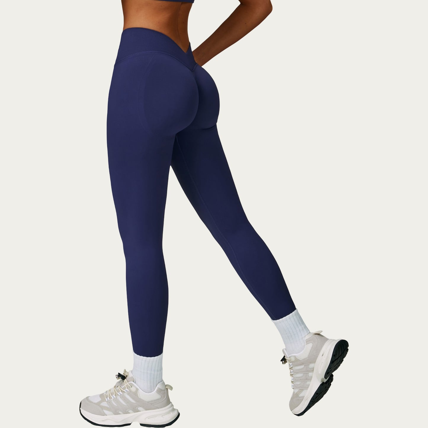 High Waist Smooth Finish Athletic Leggings with Sculpting Fit Stretch Knit Fabric and Full Length Design