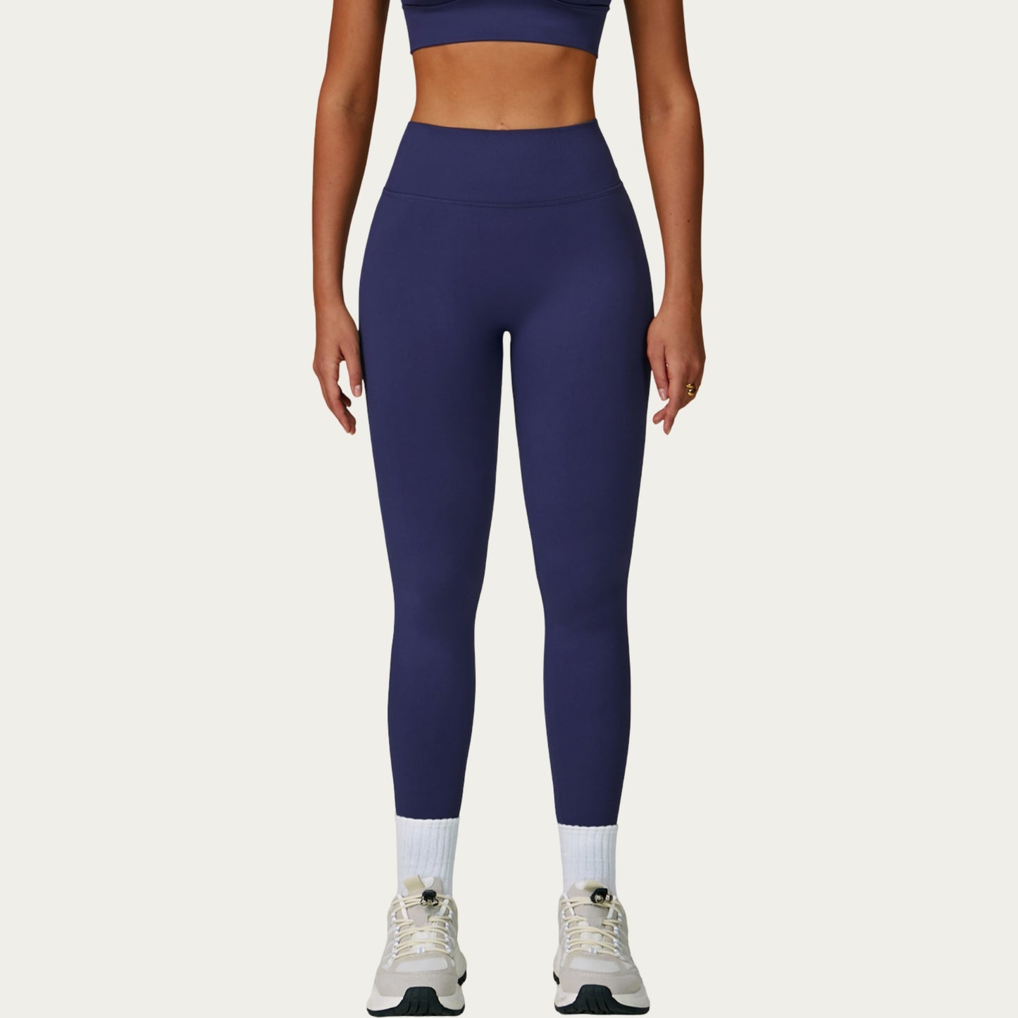 High Waist Smooth Finish Athletic Leggings with Sculpting Fit Stretch Knit Fabric and Full Length Design
