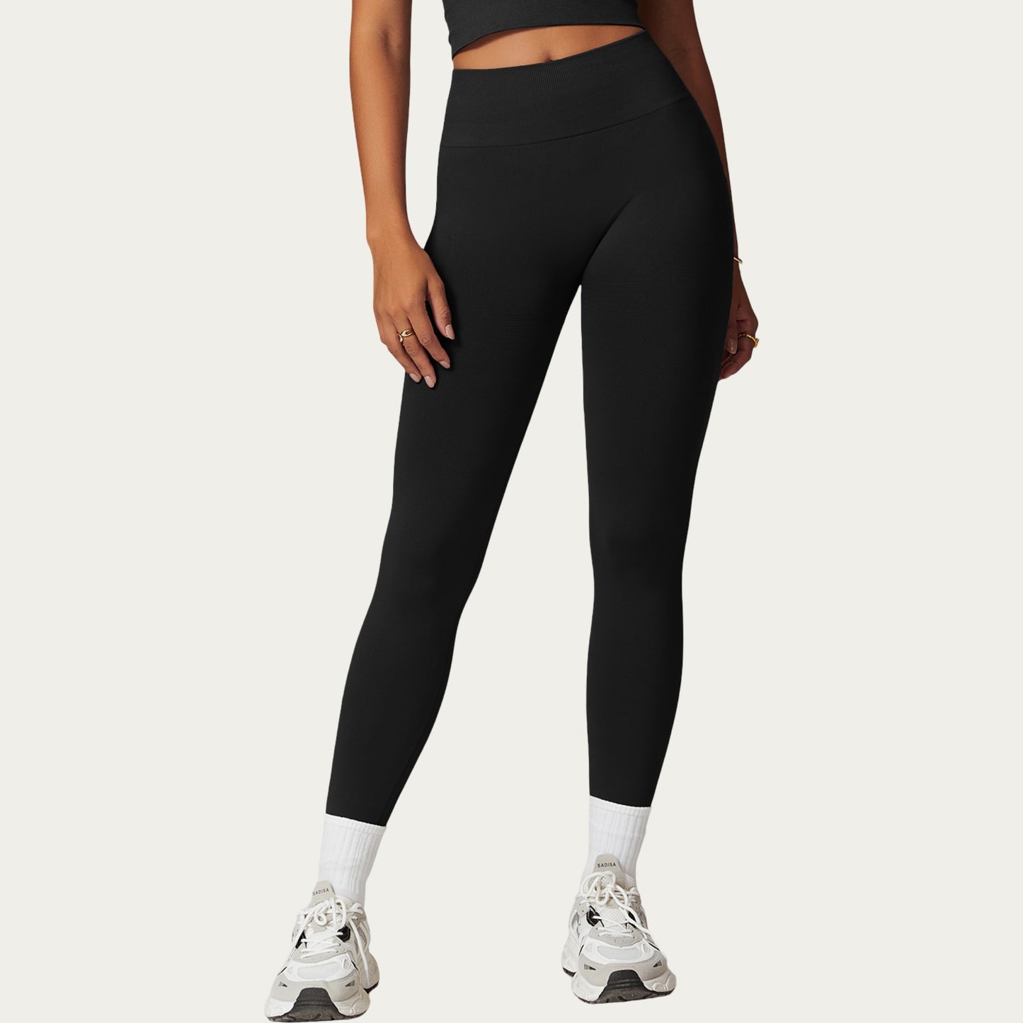 High Waist Seamless Athletic Leggings with Sculpting Fit Stretch Fabric and Contoured Texture Panels
