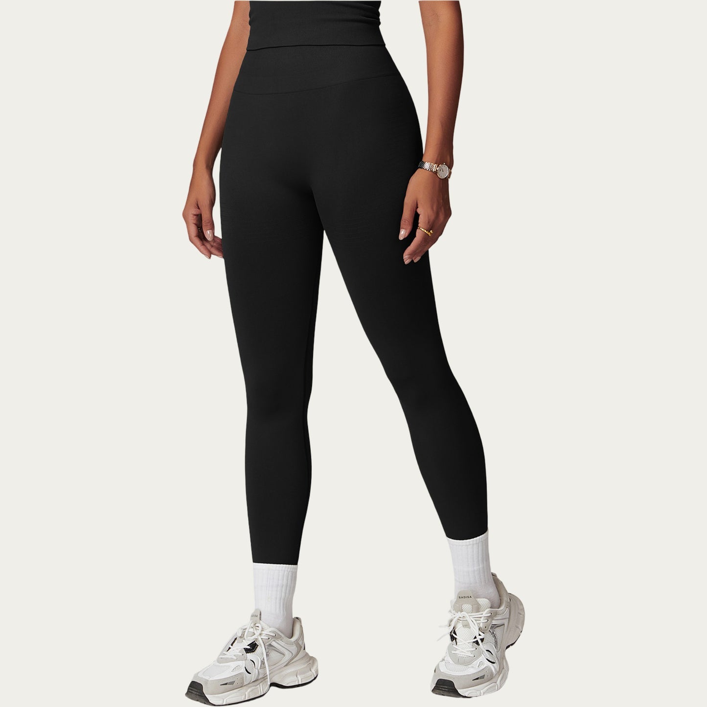 High Waist Seamless Athletic Leggings with Sculpting Fit Stretch Fabric and Contoured Texture Panels