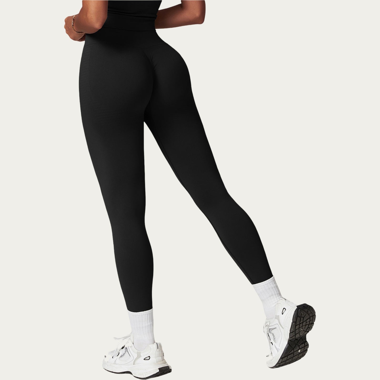 High Waist Seamless Athletic Leggings with Sculpting Fit Stretch Fabric and Contoured Texture Panels