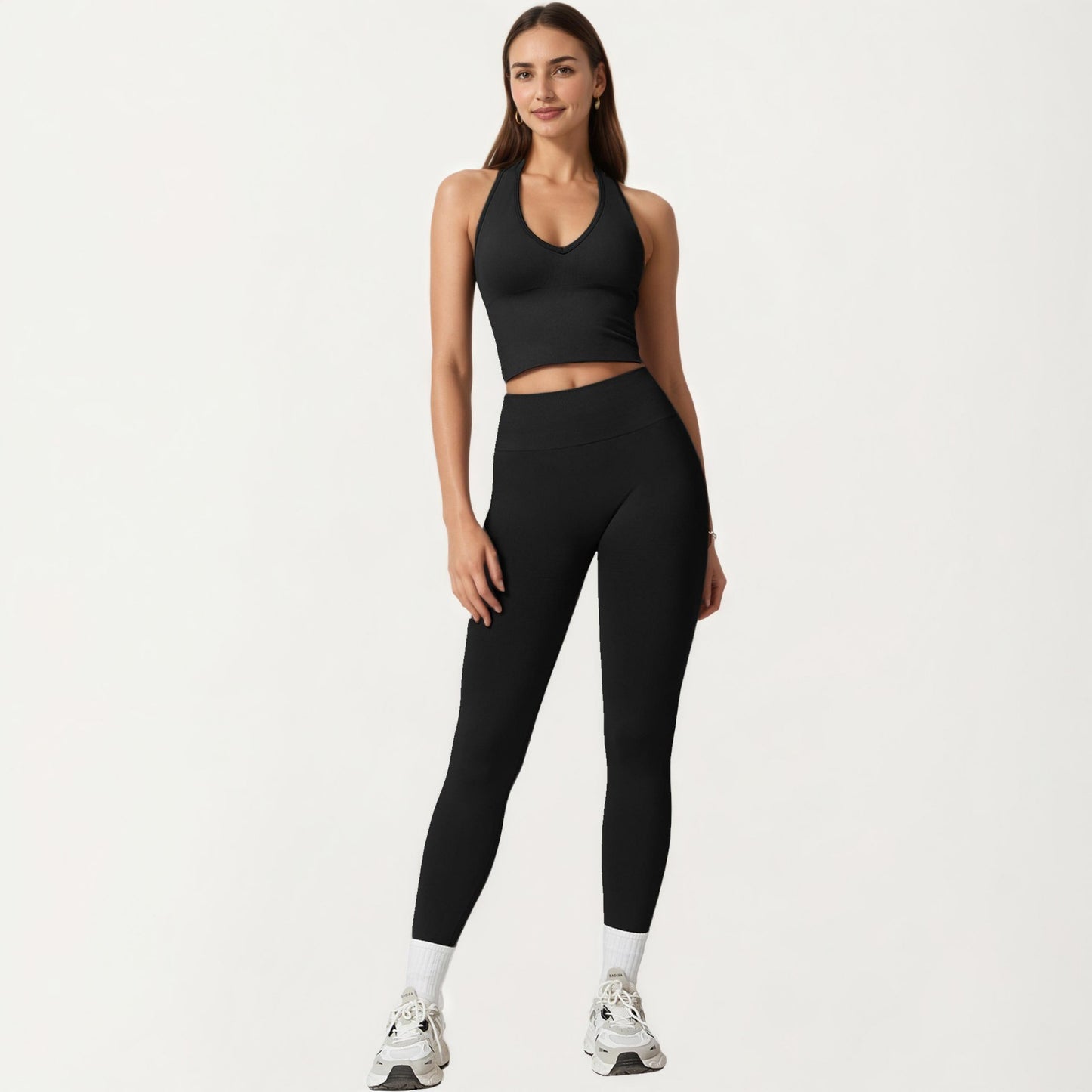 High Waist Seamless Athletic Leggings with Sculpting Fit Stretch Fabric and Contoured Texture Panels