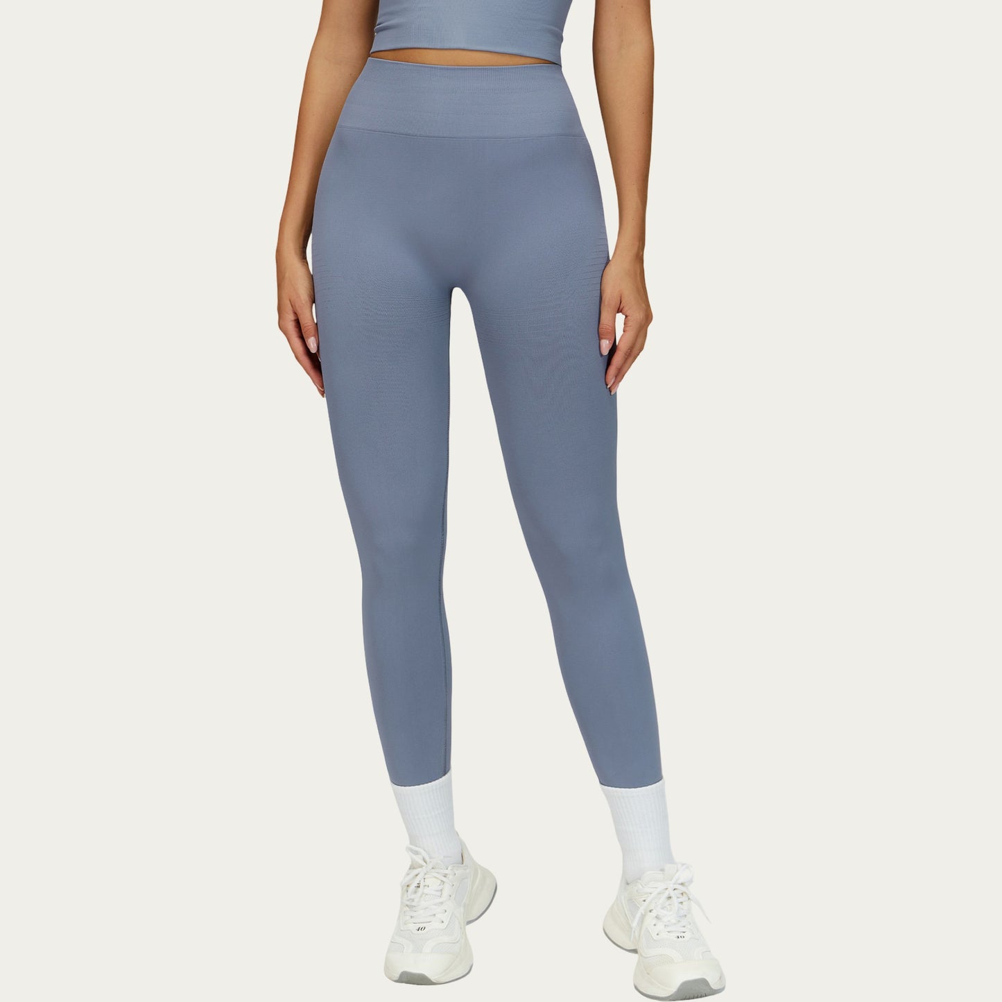 High Waist Seamless Athletic Leggings with Sculpting Fit Stretch Fabric and Contoured Texture Panels