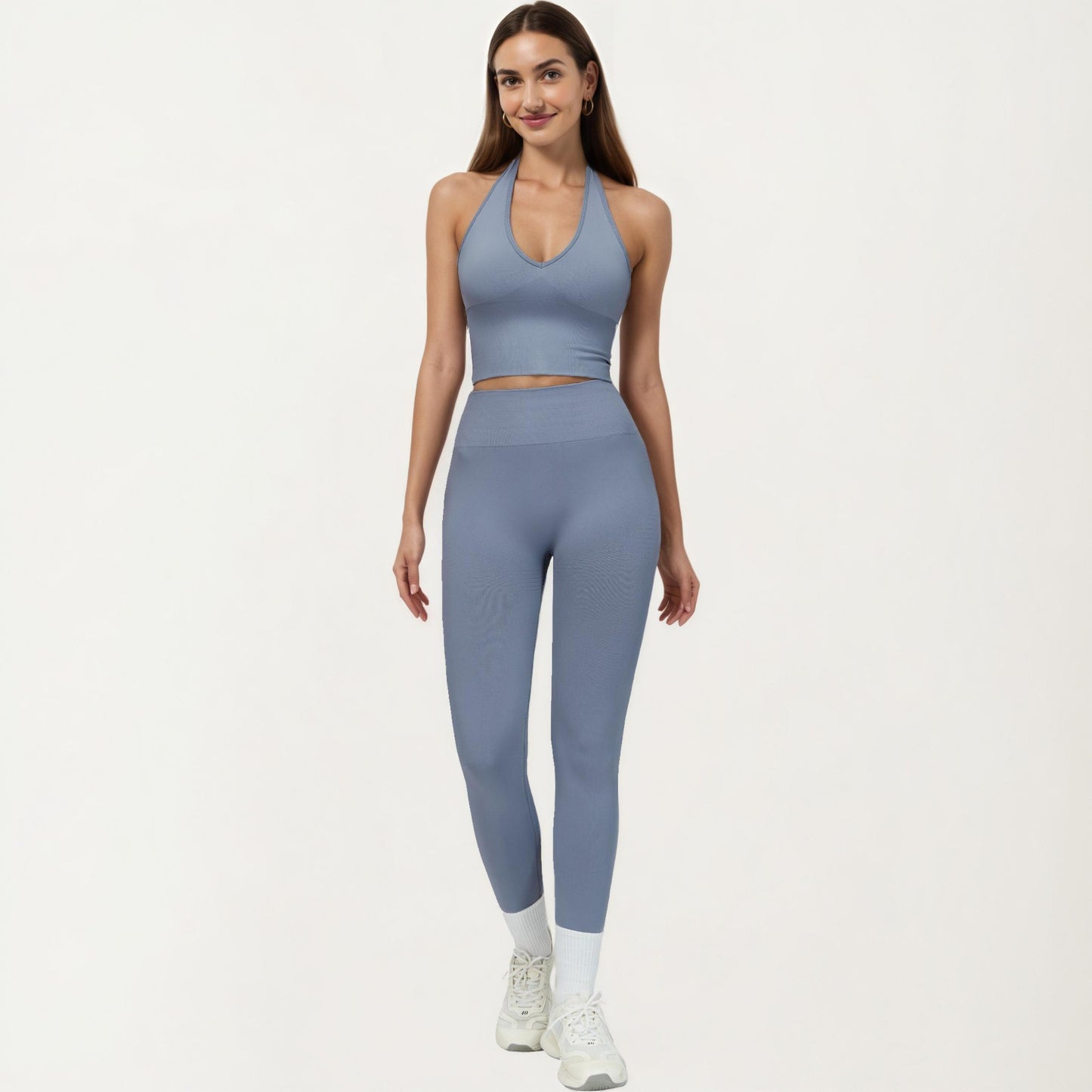 High Waist Seamless Athletic Leggings with Sculpting Fit Stretch Fabric and Contoured Texture Panels