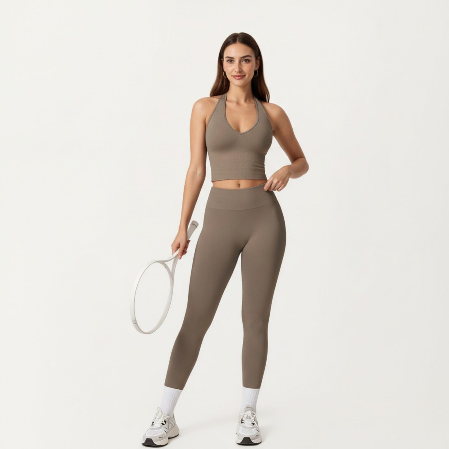 High Waist Seamless Athletic Leggings with Sculpting Fit Stretch Fabric and Contoured Texture Panels