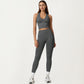 High Waist Seamless Athletic Leggings with Sculpting Fit Stretch Fabric and Contoured Texture Panels