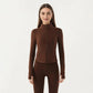 Long Sleeve Fitted Athletic Jacket with Full Zip Front Thumbhole Cuffs and Contoured Seams